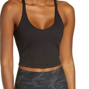Vuori rib crop tank green Sleeveless V Neck Size XS thumbnail 6