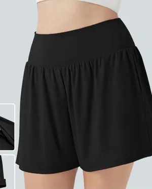 Halara L long Womens High-Waist Black Athletic Shorts With Built-In Shorts Size thumbnail 1