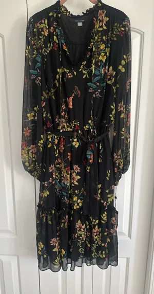Tommy Hilfiger Dress Floral Black Women’s Size 14 thumbnail 1