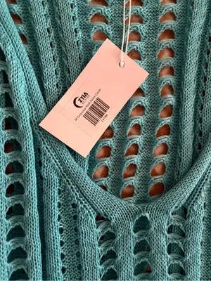 ZYIA Teal Crochet Knit Swim Coverup thumbnail 2