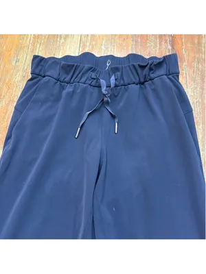 Lululemon Stretch Mid-Rise Cropped Pant 23" True Navy Blue Drawstring Trousers 4 thumbnail 2