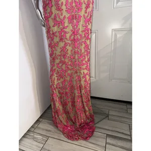 Sherri Hill 54250 One Shoulder Beaded Prom Gown Pink Nude Size 8 Dress thumbnail 12