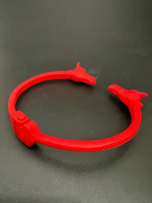 Red-tone Double Horse Head with Rhinestones Open Cuff Bangle Bracelet thumbnail 11