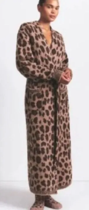 SKIMS Leopard Cozy Knit Long Robe M thumbnail 1
