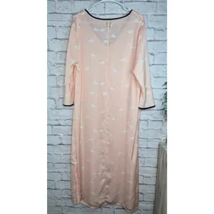 Kate Spade New York Swan Print Caftan Maxi Dress Lounge Nightgown Pink L/XL thumbnail 8
