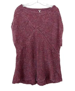 Free People Maroon Wool Linen Mohair Blend Shirt Sz S thumbnail 1