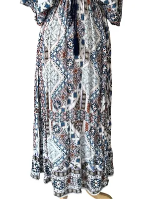 World Market Multicolor Paisley Bohemian V Neck Maxi Dress thumbnail 3
