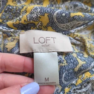 LOFT Outlet Yellow and Gray Peasant Blouse thumbnail 7