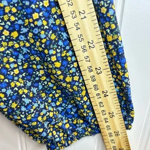 Croft & Barrow women Blue and Yellow Floral Top long sleeeve. thumbnail 9