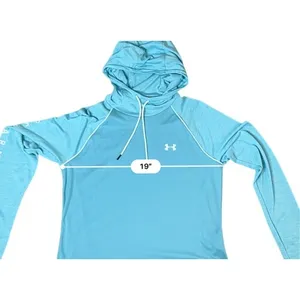 Under Armour Logo Velocity Heatgear Hooded Blue Pullover Top MEDIUM Sportswear‎ thumbnail 5