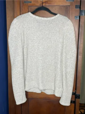 Anthropologie Sunday in Brooklyn Khaki Knit Sweater Small Puff Sleeve Neutral thumbnail 3