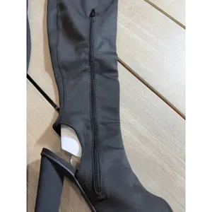 Bamboo Women’s Sunlight-02s Size 7.5 Thigh High Stretchy‎ Peep Toe Heeled Boots thumbnail 5