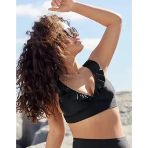 ✨Aerie Ruffle Longline Triangle Bikini Sz Medium Top✨ thumbnail 2