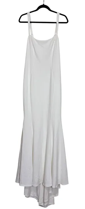 Lulus‎ White Square Neck Fishtail Gown Maxi Dress Adjustable Straps Size L thumbnail 1