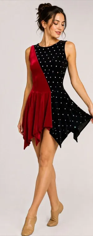 Vintage Y2K Star Styled Velvet Sequin Dance Costume Leotard Dress Adult S thumbnail 1