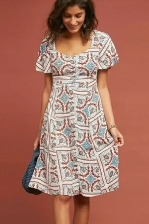Anthropologie Maeve Praslin Lion Buttondown Dress thumbnail 1