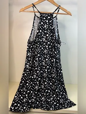 NWOT French Grey Black and White Polka Dot Dress Sz Med thumbnail 3