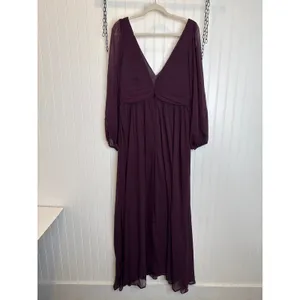 NWOT Lulus Enchant My Love Dark Purple V-Neck Long Sleeve Maxi Dress Size S thumbnail 5