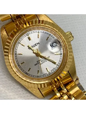 Gruen since 1874 gold tone date classic watch 26mm Japan up to 7.5” running thumbnail 3
