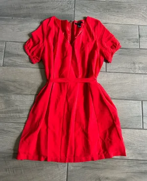Forever 21 Bright Red Short Sleeve V-Neck Mini Dress thumbnail 1