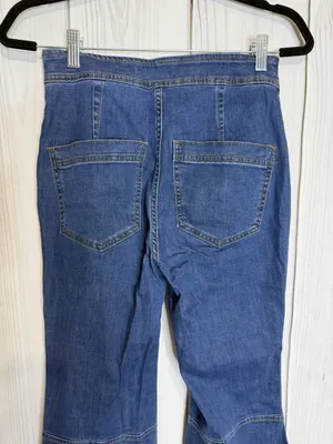 We The Free People Blue Jeans Sz 27x29 Flare Leg Bell Bottom Side Zip High Rise thumbnail 5