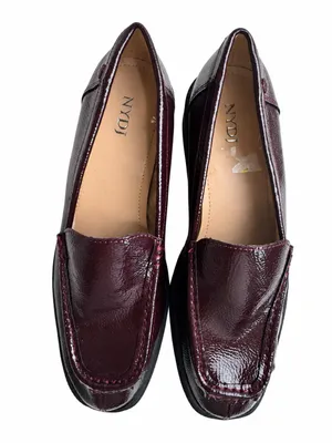 NYDJ Burgundy Patent Leather Chunky Lug Sole Loafers thumbnail 5