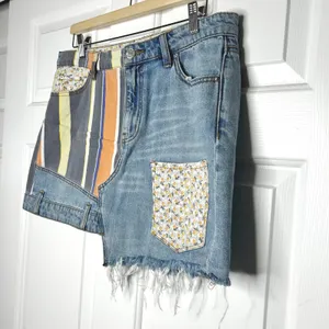 BDG Denim Mini‎ Skirt Asymmetrical Patchwork Striped Floral Size Large thumbnail 3