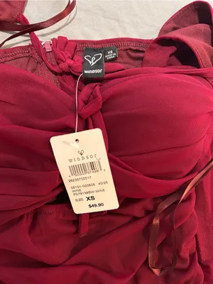 Burgundy Midi Dress Ruched Long-Sleeve | Windsor thumbnail 9