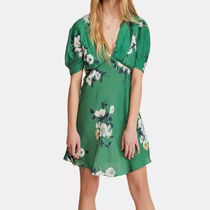 Free People Green Garden Party Mini Floral Summer Dress thumbnail 2