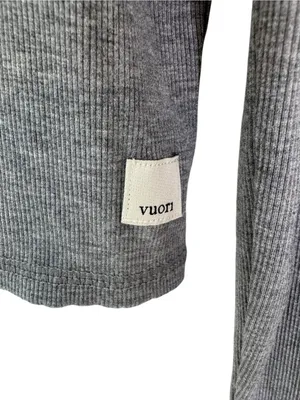 NEW Vuori Women’s Long Sleeve Ribbed Mudra Fitted Tee Top Gray Size XL thumbnail 6