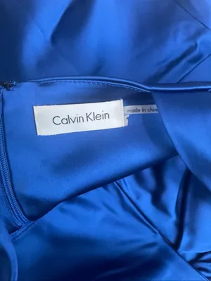 Calvin Klein Royal Blue Satin Midi Dress thumbnail 2