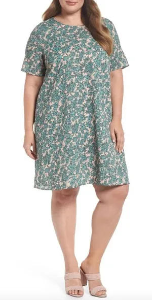 Glamorous Curve Floral Shift Dress Green Pink Womens Size 18 Short Sleeve NWT thumbnail 1