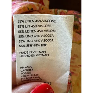 Free People Shirt Women XS Pink Floral Print Linen Blend Summer In‎ Tulum Boho thumbnail 11