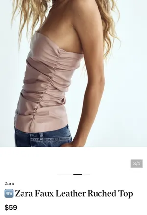 Zara Strapless Faux-Leather Top size S thumbnail 14