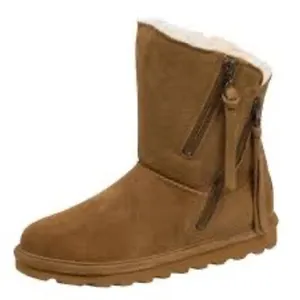 Bear Paw mimi ankle suede & shearling boots zipper closure women's size‎ 6 thumbnail 1