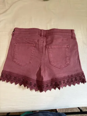 Altar'd State Maroon shorts with boho fringe thumbnail 2
