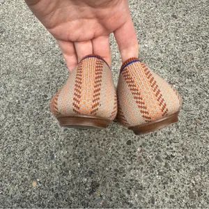 Rothy’s Retired Orange Merino Wool Camel Herringbone Square Toe Flats thumbnail 4