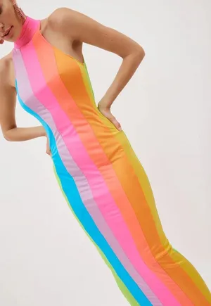 Revolve NWT New Arrivals Women's US S/EU 34 Iggy Dress In Cova Santa Rainbow. thumbnail 2
