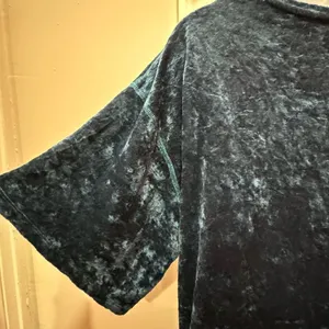 Free People Tunic Dress Womens Teal Crushed Velvet V-Neck High‎ Low XS thumbnail 5