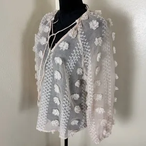 Charming Zara Light Pink Floral 3D Appliqué Blouse XS thumbnail 3