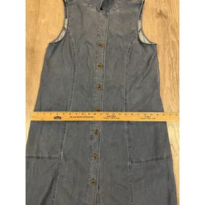Soft Surroundings Dress Womens M Medium Denim High Point Sleeveless Button Up thumbnail 6