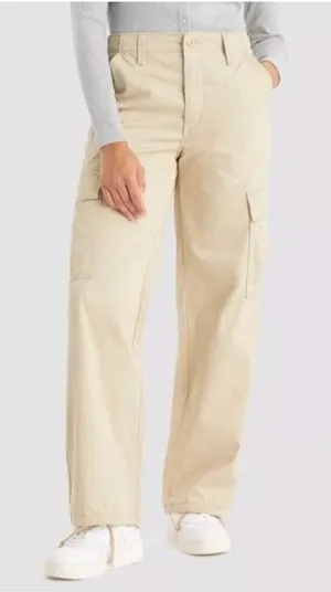 Levi's 94 Baggy Cargo Utility Pants Tan Khaki High Rise‎ Women’s Size 26 W26 L30 thumbnail 1