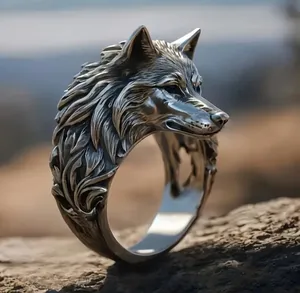 &merci Men’s Copper Intricate Detailing Bold Wolf Head Size 12 NWT thumbnail 1