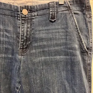 Gap 1969 Boyfriend Flare Robertson Trouser Jeans Dark Wash Blue Womens Sz 32/14‎ thumbnail 3