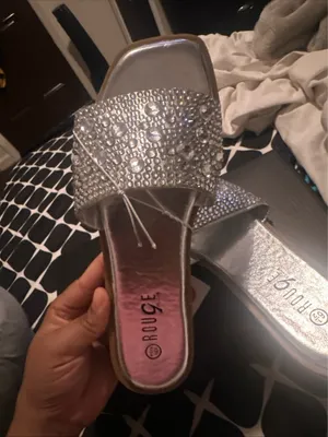Rainbow Sandals Rouge Silver Embellished Slides Sandals thumbnail 4
