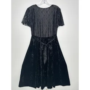 Vintage 1990s Ms. Choice Black Lace & Velvet Maxi Dress Made in USA large thumbnail 11