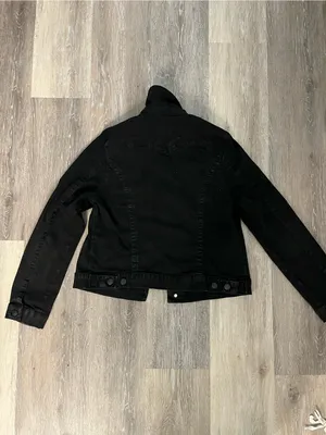 d.jeans Denim Jacket Womens Medium Black Stretch Cropped Trucker Button Front thumbnail 10