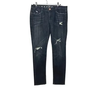 Earnest Sewn Harlan Crop Distressed Slim Straight Jeans Black Size‎ 28 thumbnail 2