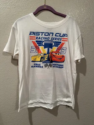 NWOT Disney Pixar Cars Piston Cup Lightening McQueen and Cruz Ramirez Tee M thumbnail 1