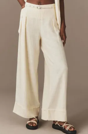 Anthropologie Linen Blend City Beach Trouser Pants, Size 6 thumbnail 5